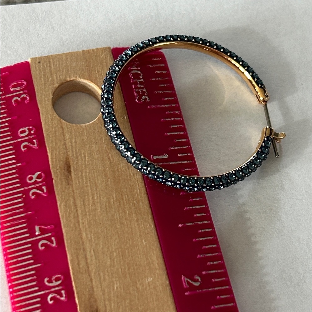 Swarovski Pave Crystal blue hoops - Picture 7 of 8